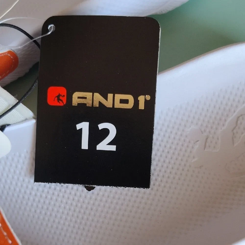 AND1 White and Orange Slide Sandals